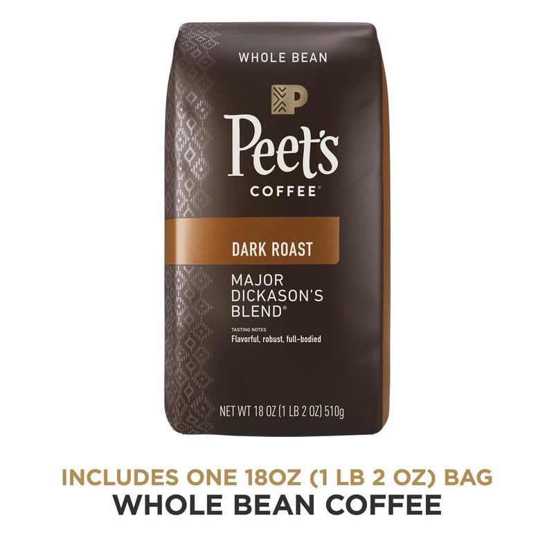 Peet's Coffee, Dark Roast Whole Bean Coffee - Major Dickason's Blend 18 Ounce Bag - Image 2